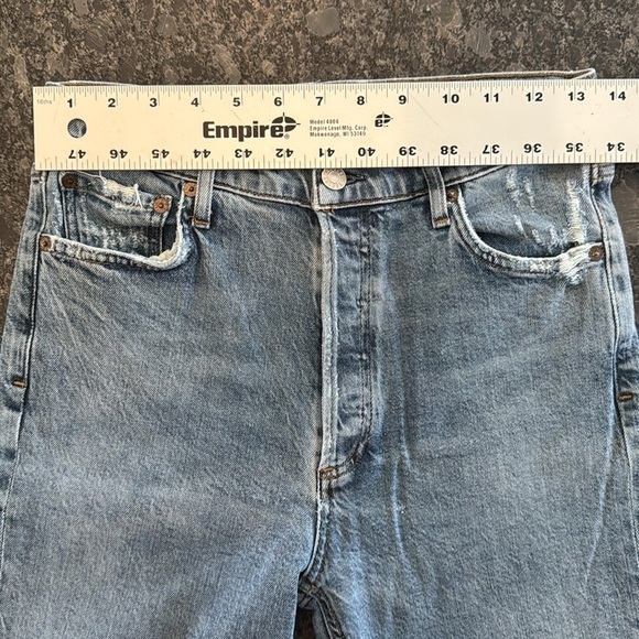 AGOLDE NICO HIGH RISE SLIM JEAN W RAW DISTRESSED HEM SIZE 27 MED BLUE WASH - Picture 15 of 15